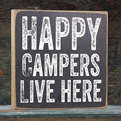 Make Em Laugh Happy Campers Live Here - Rustic Wooden Sign - Great Cabin Decor and Gift Under $15!