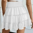 thumbnail image 6 of YDFCWXW Women Chiffon Skirts High Waist Ruffle Mini Skirts Tennis Golf Skirt Boho Summer Tiered Skirts with Built-in Shorts White, XXL, 6 of 6