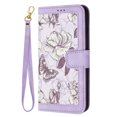 thumbnail image 6 of Allytech Wallet Case for Samsung Galaxy A05, Card Slots + Wrist Strap + Shoulder Strap, Flower Pattern Premium PU Leather Kickstand Magnetic Clasp Soft TPU Shockproof Anti-Drop Shell - Purple, 6 of 10