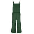 thumbnail image 6 of UVEASISHA Cotton Linen Set for Women Boho Summer Beach Outfits 2 Piece Sleeveless Cropped Tank Tops and High Waist Wide Leg Pant Sets Green M, 6 of 7