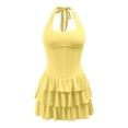 thumbnail image 4 of DHFJKG Women Summer Halter Dresses Square Neck Tiered Mini Dress Sexy Slim Fit Sleeveless Solid Color Going Out Party Wear Stylish Dresses, 4 of 6