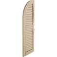 thumbnail image 3 of Ekena Millwork 15"W x 76"H (61" Low Side) Timberthane Hand Hewn Two Equal Louver w/Quarter Round Arch Top Faux Wood Shutters (Per Pair), Primed Tan, 3 of 6