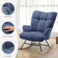 thumbnail image 3 of Nursery Rocking Chair Teddy, Upholstered Glider Rocker with High Backrest, Comfortable Stylish Accent Armchair with Padded Seat for Living Rooms, Bedrooms, SteelBlue, 3 of 7