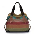 thumbnail image 2 of Bolso de lona a rayas para mujer, bolso de hombro con diseño de patchwork y arcoíris, bolso cruzado informal de moda para mujer 2024, 2 of 5