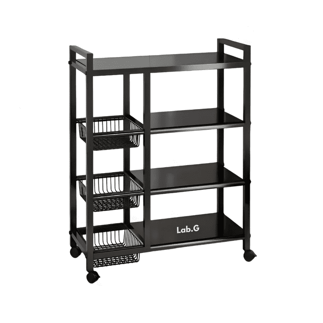 Estante De Cocina Con Ruedas Y Cesta Verduras 90*32*108cm Lab.G Negro