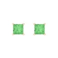 thumbnail image 3 of Clara Pucci 1Ct Green Princess Cut VVS1 Screw Back Stud 14k Solid hypoallergenic Gold Designer Earrings For April, 3 of 7