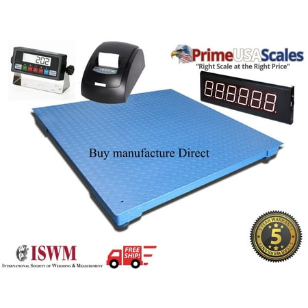 40" x 40" Floor Scale with Printer & Scoreboard Warehouse Industrial 2,500 lb