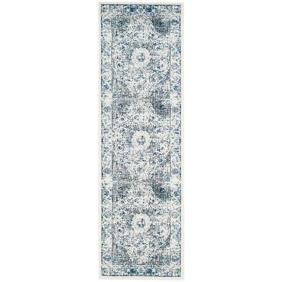 SAFAVIEH Evoke Teale Bordered Runner Rug, Ivory/Grey, 2'2" x 11'