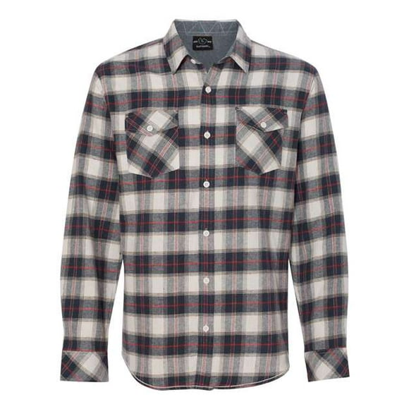 Burnside - Camisa de franela de manga larga teñida en hilo para hombre, blanco/rojo, M Burnside 8210