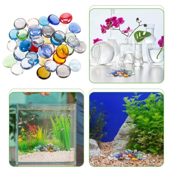 NICEXMAS Nicexmas Glass Beads Flat Multi Colored Decor for Potted Plants