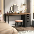 thumbnail image 4 of Tribesigns 47 inches Vanity Desk with 5 Drawers, Makeup Vanity Table Dressing Table with Storage, Modern Simple Computer Desk, Brown & Black, 4 of 6