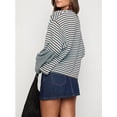 thumbnail image 4 of Women'S Striped Long Sleeve Shirts Drop Shoulder Sweatshirt Crewneck Color Block Pullover Tops Chocolate Color XL, 4 of 8