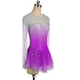 thumbnail image 3 of LIUHUO Custom High Elasticity Spandex Ice Skating Dresses for Women Girls Gradient Colors Black Purple Blue Pink Long Sleeves Diamond Embellishments, 3 of 6