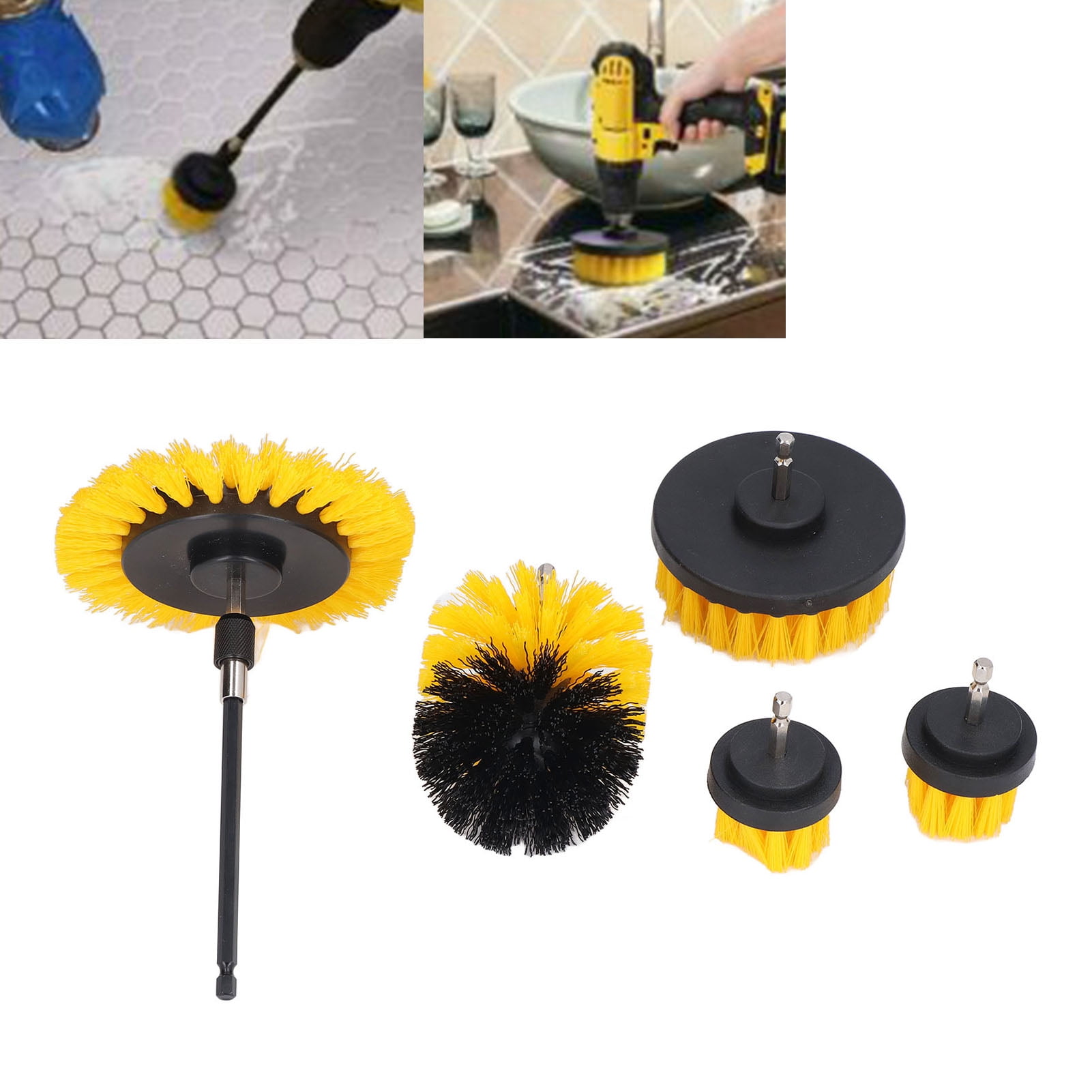 Kit De Brosses électriques Rondes En Plastique, 1 Pièce, Brosse De Nettoyage Pour Tapis, Pneus De Voiture En Verre, Brosses En Nylon, Perceuse à Récurer, Brosse De Lavage De Voiture