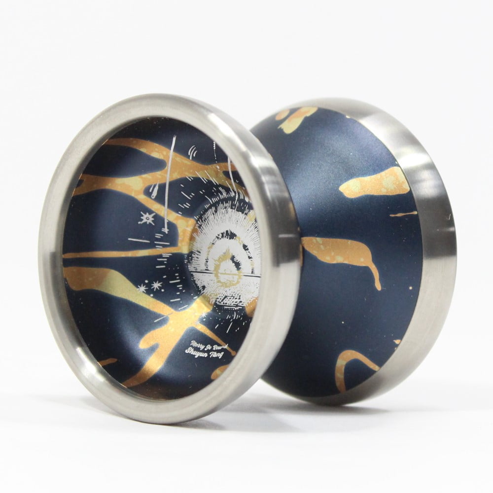 W1LD (Worldwide 1nnovative Leading Design) Milder Yo-Yo - Bi-Metal 6061+Titanium Rim - Shuyun Tang Signature YoYo (Merry Go Round- Navy Orange Splash)