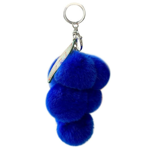 Faux Fur Grape Keychain Keyring Bag Purse Charm Decoration Dark Blue