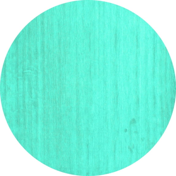 Ahgly Company Machine Washable Indoor Round Solid Turquoise Blue Modern Area Rugs, 8' Round