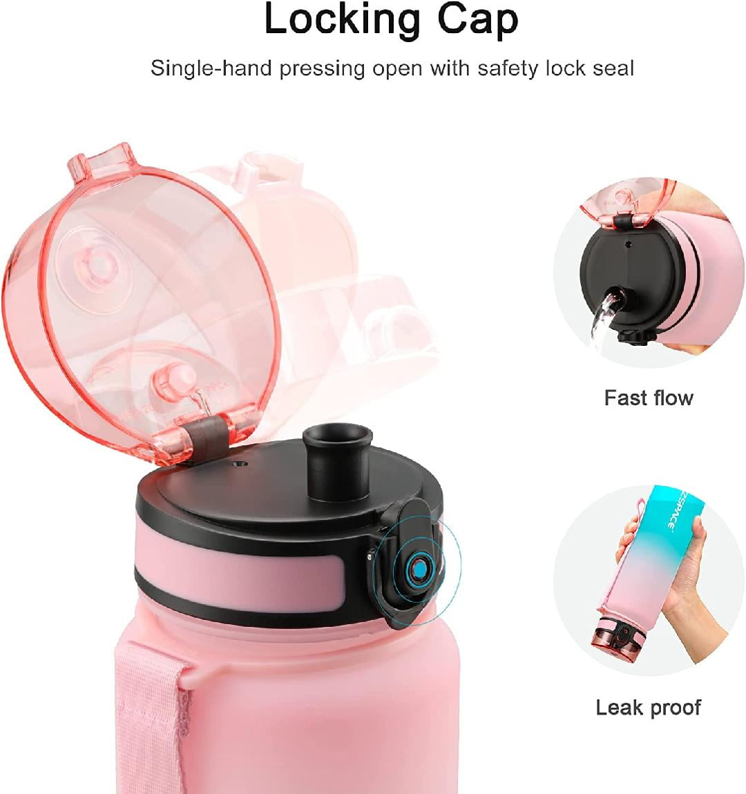 Pink Water bottles with Locking Lid, Travel water bottle,Water bottle with  straw,Plastic water bottl…See more Pink Water bottles with Locking Lid