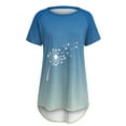 thumbnail image 4 of Wycnly Womens Shirts Round Neck Short Sleeve Butterfly Dandelion Print Summer Cute Tops Ladies Breathable Comfy Fashion Gradient Pullover Tunic Blouses Blue xxl Clearance Under $5, 4 of 4