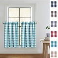 thumbnail image 1 of Haperlare Kitchen Curtains 30 inch Long Buffalo Plaid Checkered Cafe Curtains Light Filtering Half Window Curtains for Living Room, Teal White, 2 Panels, 1 of 8