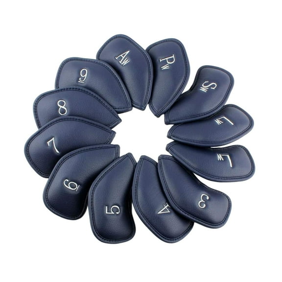 12x PU Leather Golf Iron Headcover Set Golf Club Head Cover Case with Number Tag