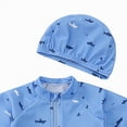 thumbnail image 4 of TOWED22 Toddler Baby Boy Swimsuit Shark/Turtle Short Sleeve One Piece Rash Guard Zip-up Bathing Suit Sunsuit Beachwear Dark Blue,12-18 M, 4 of 5