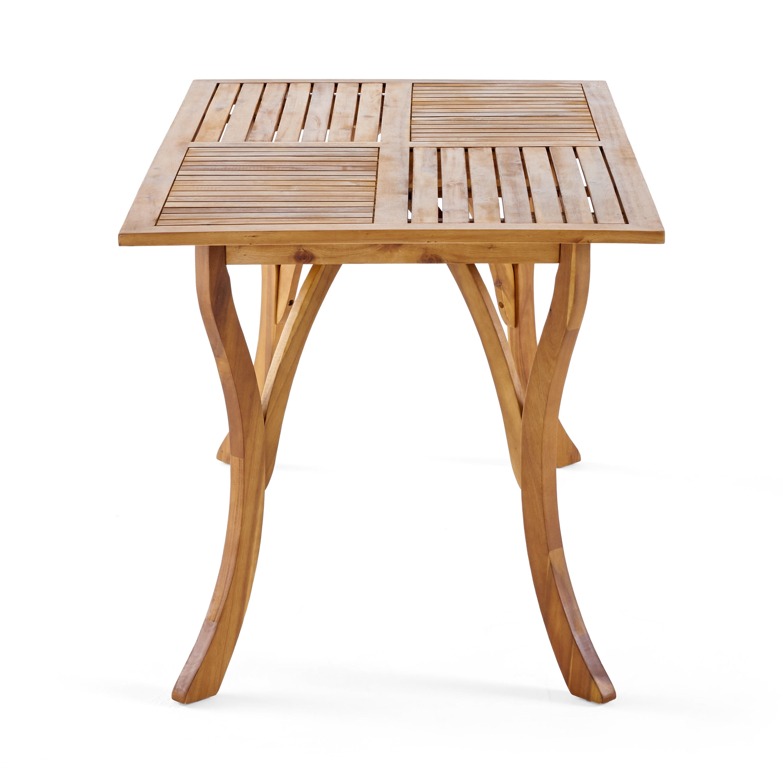 Outdoor Rectangular Solid Wood Dining Table 59 Inch, Large Size Household Table for Patio Garden, Teak