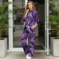 thumbnail image 3 of Uorisanigo Purple Dyeing Women's 2 Piece Outfits Casual Mock Neck Sweatshirt and Wide Leg Pants Tracksuit Sets Oversized Drawstring Pullover Hoodies and Sports Pants Matching Set for Teen Girls, 3 of 8