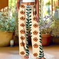 thumbnail image 4 of Utoimkio Women's Casual Beach Pants Drawstring Waisted Casual Print Wide Leg Trousers with Side Pockets, 4 of 5