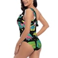 thumbnail image 4 of Goofa Geometric Dinosaur Pattern Women's One Piece Swimsuits Tummy Control Bathing Suits Asymmetric One Shoulder Swimwear-Medium, 4 of 6