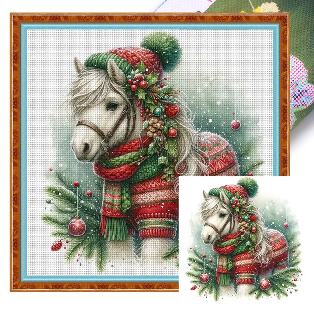 Hilo Algodón Bordado Punto Cruz Poni Navideño Impreso 18 Quilates 30x30cm