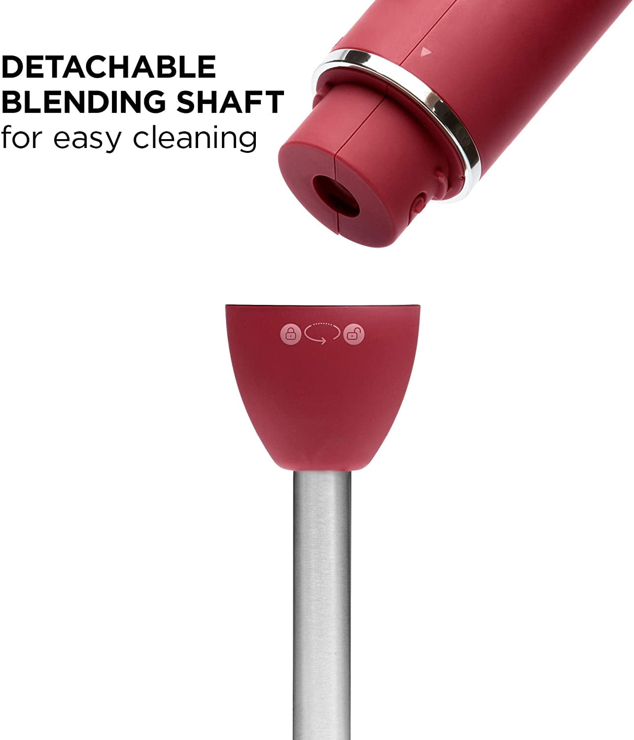 Immersion Stick Hand Blender with Stainless Steel Blades, Powerful Electric Ice Crushing 2-Speed Control Handheld Food Mixer, Red