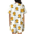 thumbnail image 6 of Fuzoiu Cute Duck With Headphone Print Women's Short-Sleeved Pajama Set,Lounge Sleepwear Set,Womens Pajama Sets 2 Piece,Button-Up Top and Shorts with Pockets-3X-Large, 6 of 7