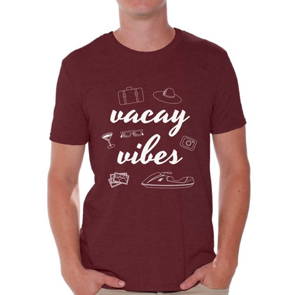 Awkward Styles Vacay Vibes Men Shirt Beach Shirts for Men Hawaiian Men Shirts Summer Vacation T-Shirt Funny Gifts for Summer Men's Vacay Shirt Summer Party Outfit Hawaiian Tshirt