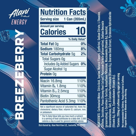Alani Nu Energy Drink Variety Pack, 12 fl oz Cans (Pack of 4), Cosmic Stardust, Breezeberry, Cherry Slush & Pink Slush, Zero Sugar
