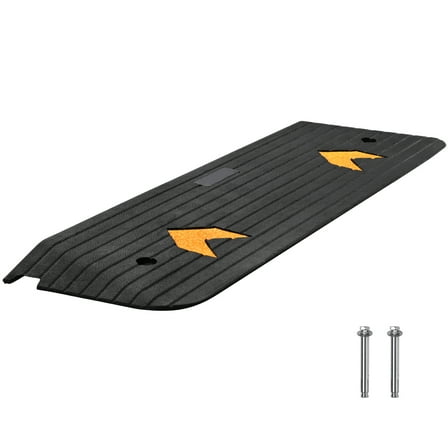 KFFKFF Enhanced Rubber Incline Ramp, 1" Elevation for Wheelchair Access, Organic Curb Ramp with 33069 lbs Weight Tolerance, Anti-Skid Textured Surface Rubber Curb Ramp for Wheelchair and Scooter