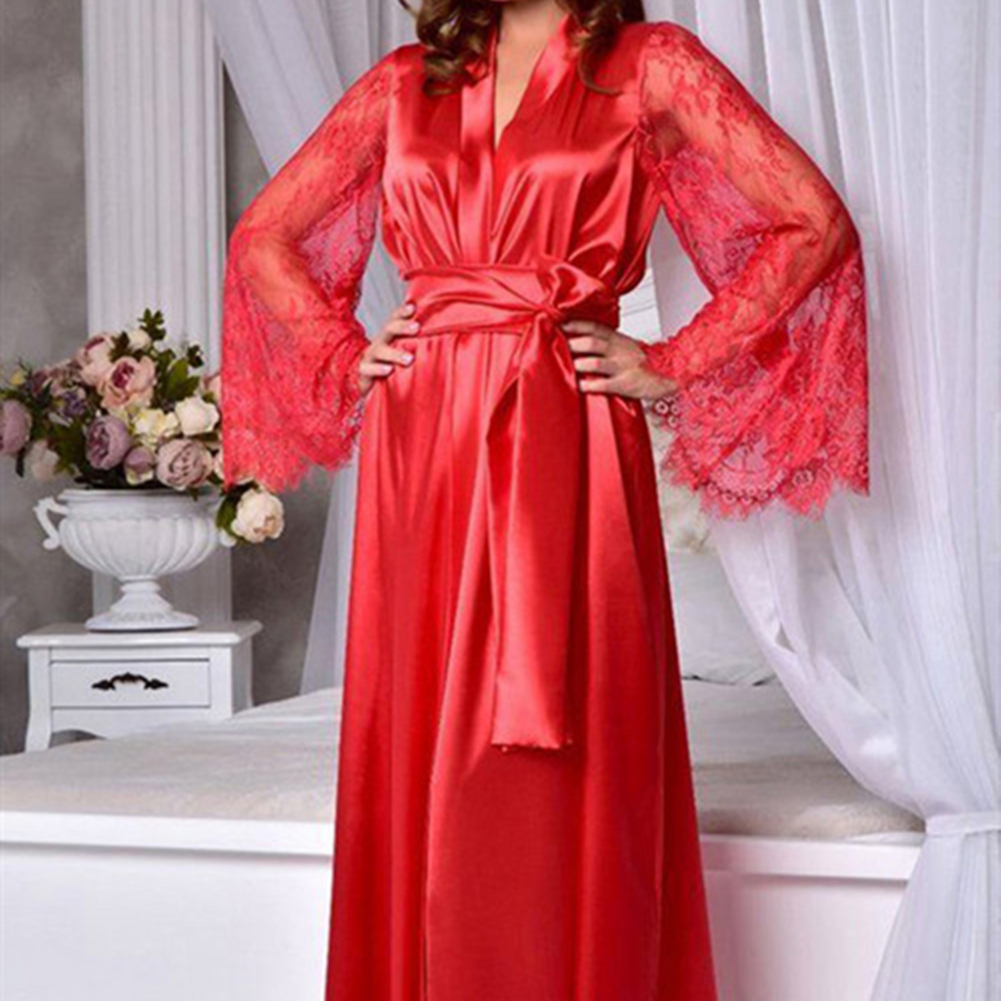 red nighty gown