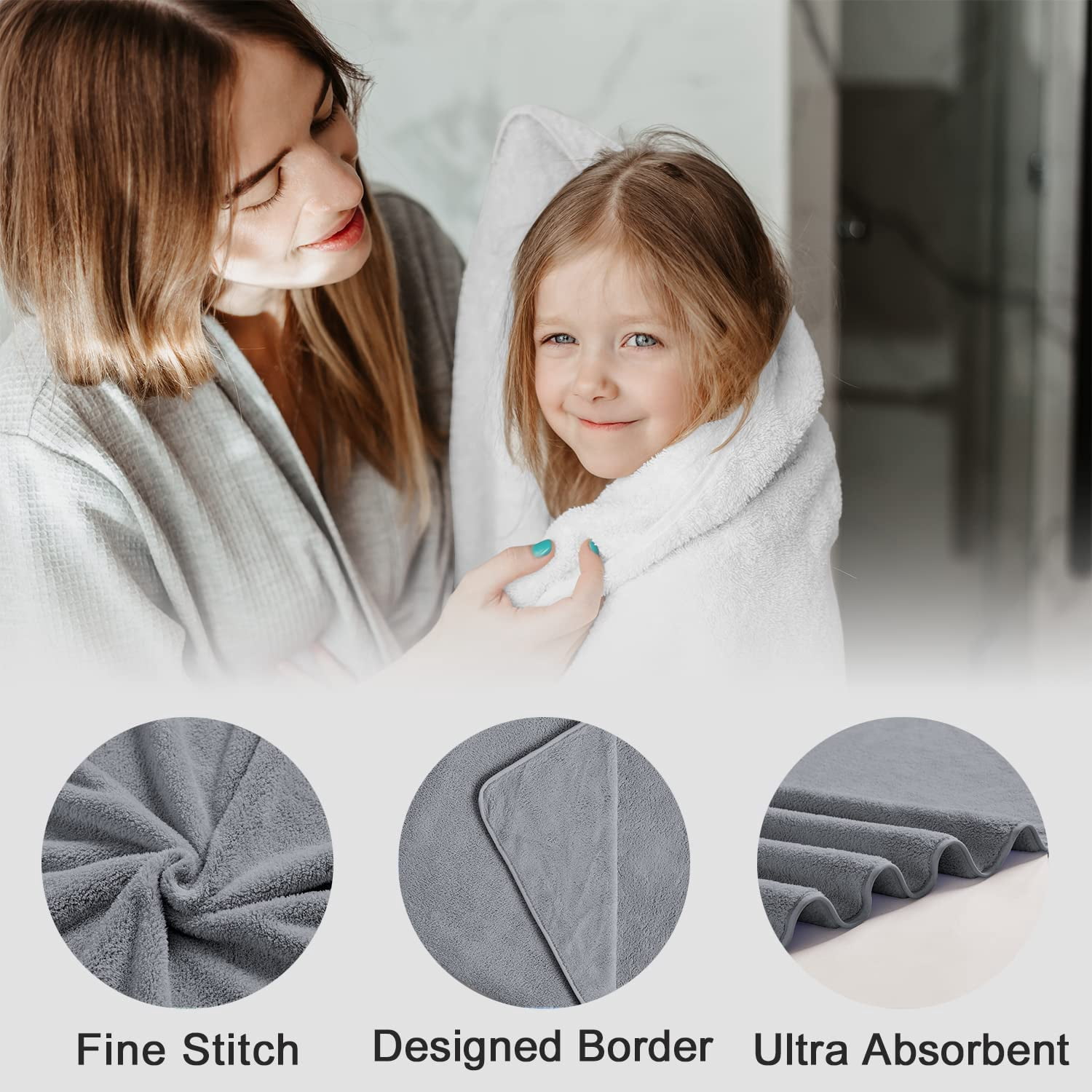 Green Essen 4 Pack Oversized Bath Towel Sets 700 GSM Soft Shower Towels 35 x 70 Inches Quick Dry Bath Sheets Highly Absorbent Bath Towel Clearance for Bathroom Spa Hotel Gym(Dark Grey)