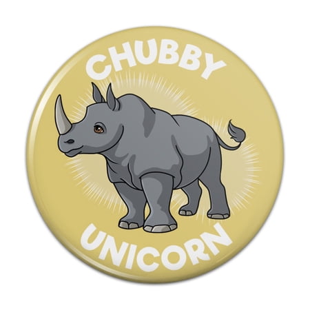 Chubby Unicorn Rhino Rhinoceros Pinback Button Pin