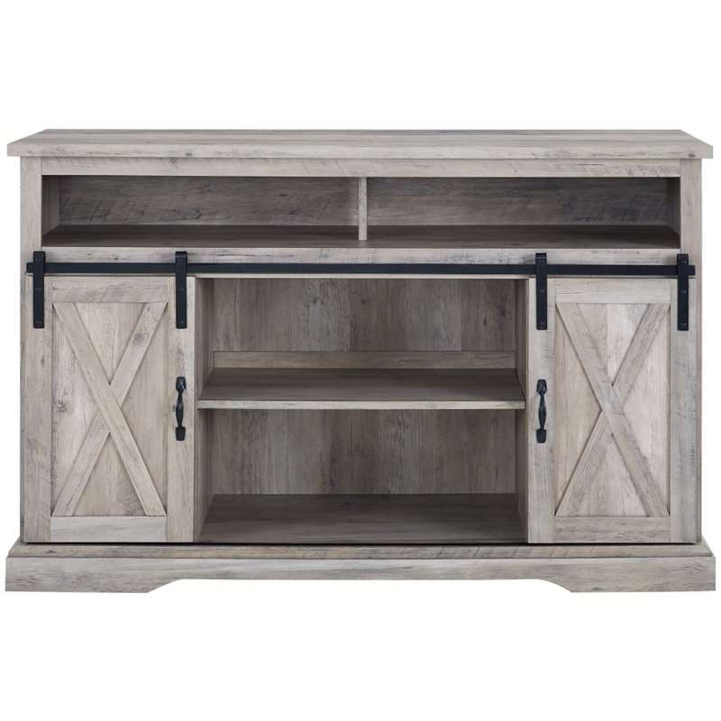 52 Rustic Farmhouse Sliding Barn Door Highboy Tv Stand Grey