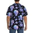 thumbnail image 3 of Gukieu flower Skull crystal Print Men's Short-sleeved Shirts, Button-down Pocket Shirts, T-shirts, Beach Vacation Travel Summer Clothing-Medium, 3 of 5