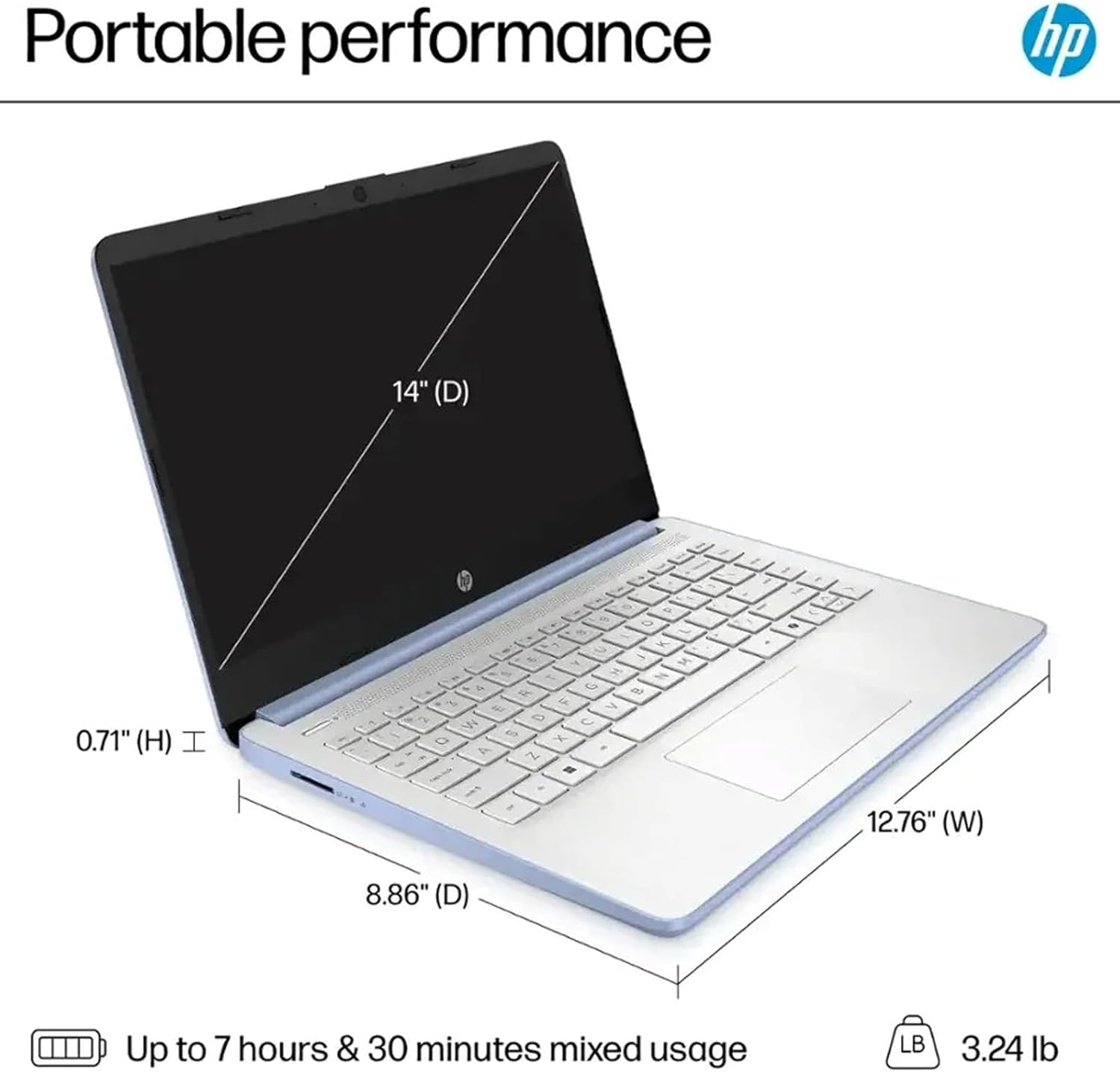 HP 14" Flagship Everyday Laptop Computer, 32G RAM, 128G UFS, 256G SD Card, Intel Quad-Core, Windows 11 Pro, AI-Powered, 1-Y Office 365, For Student & Business
