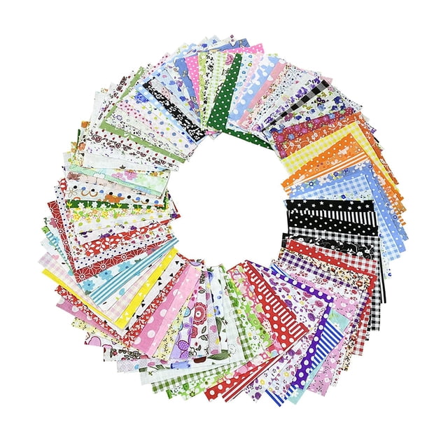 100 Piezas de Tela Multicolor Patchwork de Cuadrados Paquete Acolchado Artesanía Paquete de Tela Patchwork DIY Scrapbooking