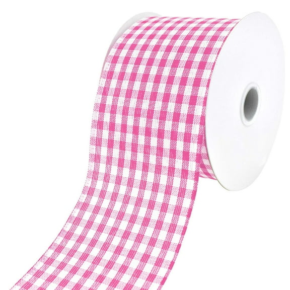 Gingham Canvas Wired Ribbon, 2-1/2-Inch, 10-Yard - Fuchsia