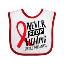 Inktastic Never Stop Fighting Stroke Awareness Red Ribbon Boys or Girls Baby Bib