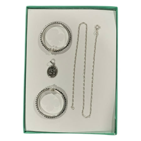 925 Sterling Silver New Born Kid Gift Set - Box#09 Description 925 Sterling Silver Newborn Gift set consist of pair of Glass Black Bead Kada/ Bracelet  Antique style Oval shaped OM Pendant and 2mm thick Italian chain / necklace set of 92.5% Silver purity. Suitable for Newborn Gift purpose. Sold as whole set as seen in Pic. Packed in 7x5x1Cardbord Gift Box. PRICE AS PER BOX SET ONLY. Dimensions Newborn Set Silver Weight (4 Piece Set): ~16.0-18.0 grams. 1 Pair 1.4-inch Kada : ~12.0-14.0 grams (Diameter =1.4 inch  Width =3mm   Age =0-6 months  Kada is openable at the ends) 1 Piece 16.0-inch Italian Chain / Necklace: ~3.0-4.0 grams (Length =16.0 inch  Age =0-6 months) 1 Piece each OM Pendant: ~1.0 grams each (Length =0.6 inch  Age =0-6 months) Usage Ideal for Newborn up to 6 month old kids. Best Gift Set for Newborn Birthday & Baby Shower. Silver Purity Purity: 92.5% SILVER PURITY. Purity of Silver is guaranteed and stamped. Testing results variations may result in tolerance of up to 0.5% in Silver Purity. Shipping Designed in USA; Made in India and Imported; Shipped from USA only