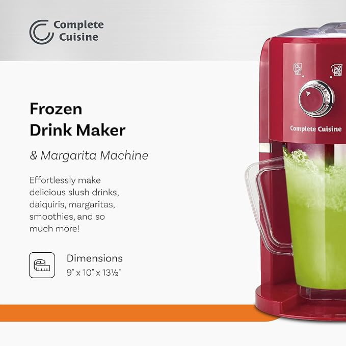 Complete Cuisine Frozen Drink Maker and Margarita Machine with 35-Ounce Pitcher, Red