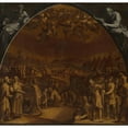 thumbnail image 2 of Aurelio Lomi 15x15 Gold Ornate Wood Frame and Double Matted Museum Art Print Titled - The Gathering of Manna, 2 of 4