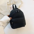 thumbnail image 3 of Mochila Color Sólido para Mujer Preppy Mini Mochila Nylon Escolar (Negro), 3 of 9