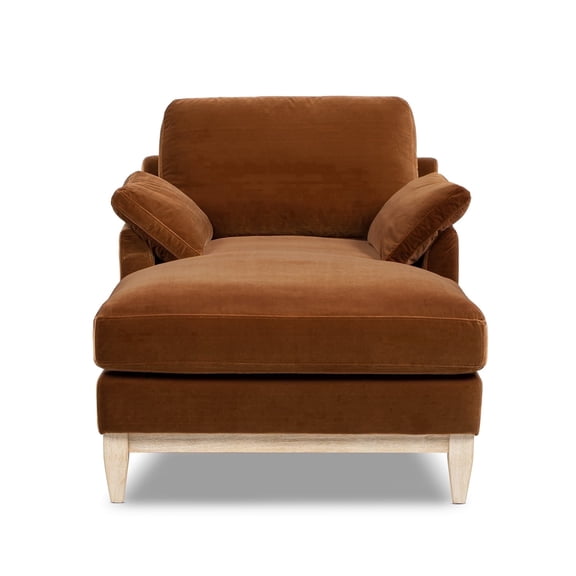 Jennifer Taylor Home Pasadena Modern Farmhouse Chaise Lounge Chair Burnt Orange Performance Velvet